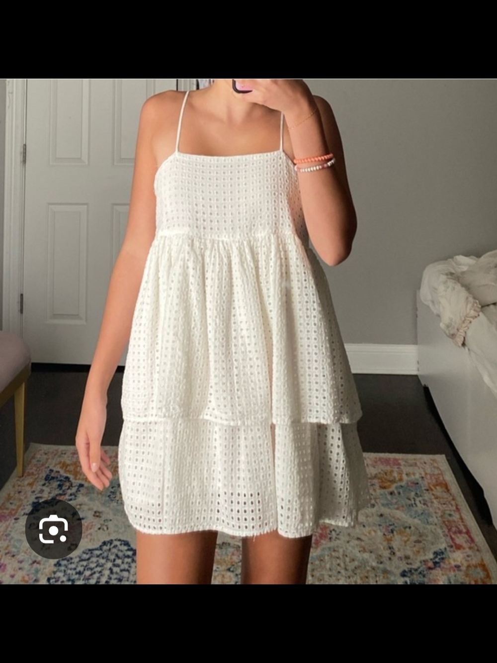 Urban Outfitters White Eyelet Tiered Sundress - Lightweight Spaghetti Strap Sz10